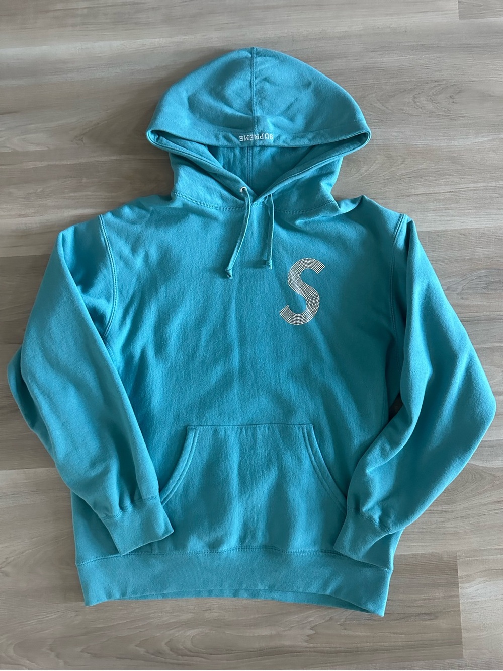 light aqua Supreme x Swarovski S Logo Hooded Sweatshirt